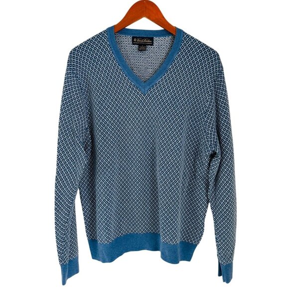 Brooks Brothers Other - Brooks Brothers Cotton/Cashmere Sweater in Blue Diamond Pattern